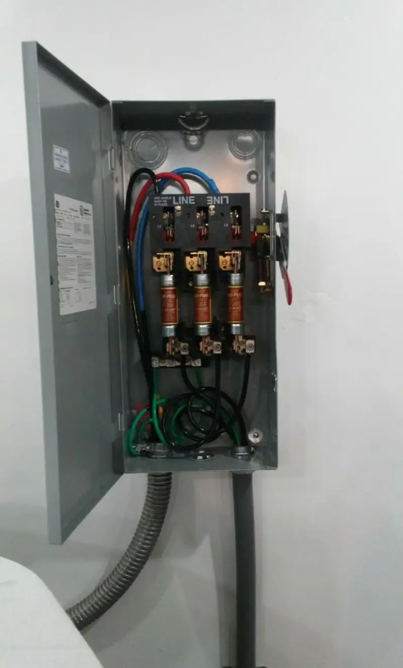Three-phase disconnect switch installed for Smoke Detector Installation in Morongo Valley